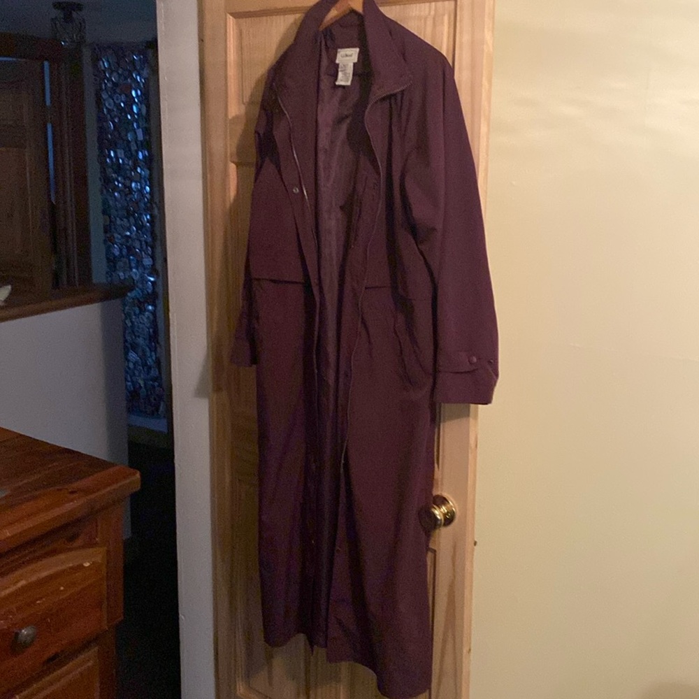 L.L. Bean wine colored raincoat/trench coat